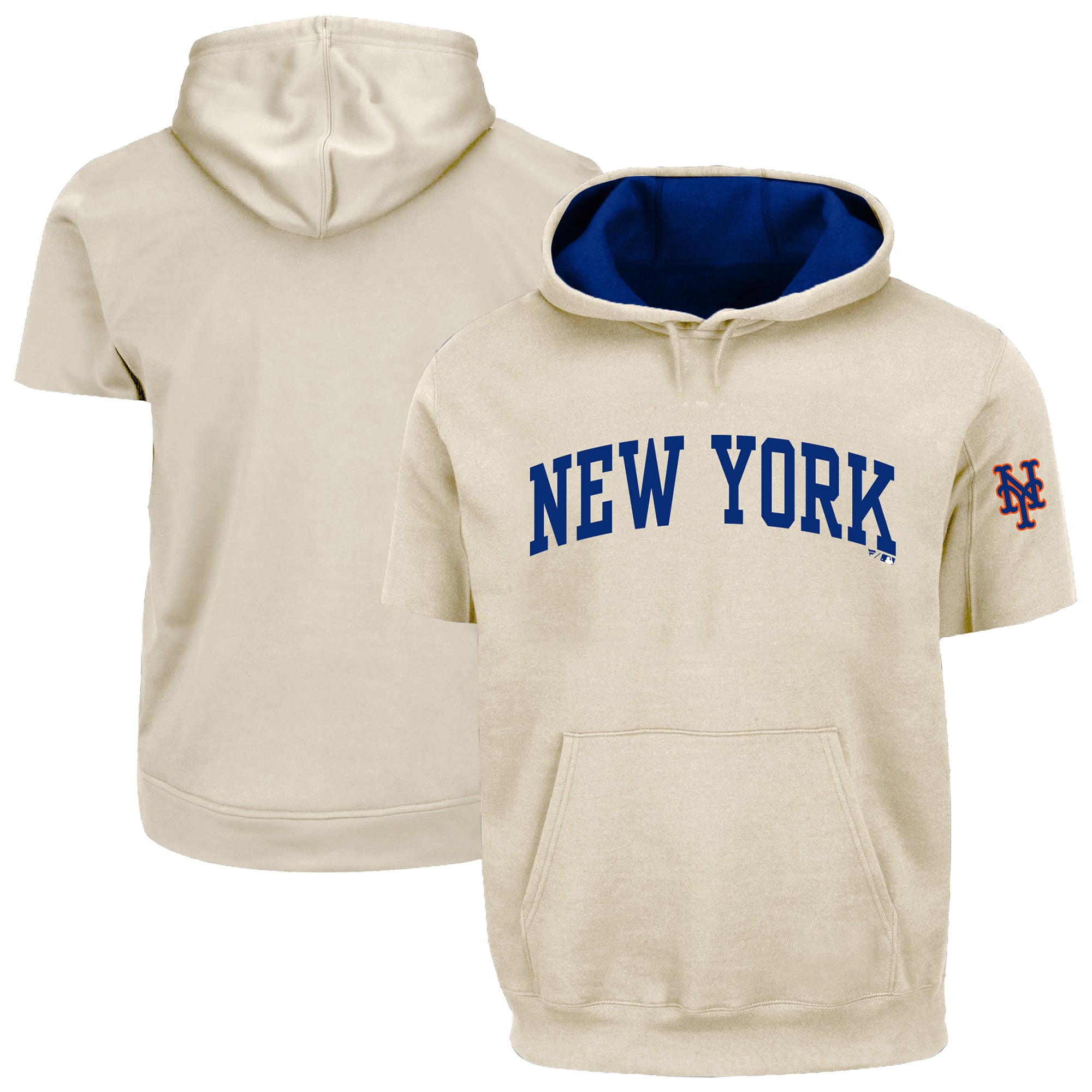 Men's Fanatics  Cream/Royal New York Mets Big & Tall Contrast Short Sleeve Hoodie