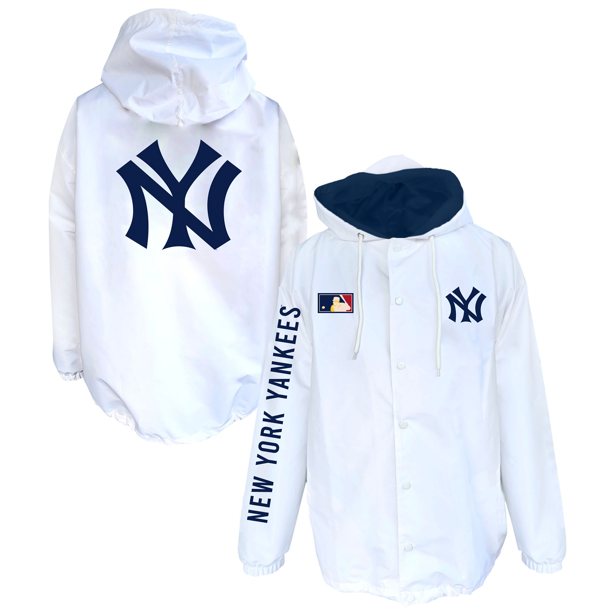 Men's Mitchell & Ness  White New York Yankees Big & Tall Full-Snap Hooded Jacket