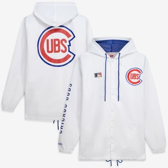 Men's Mitchell & Ness  White Chicago Cubs Big & Tall Full-Snap Hooded Jacket