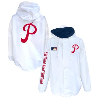 Men's Mitchell & Ness  White Philadelphia Phillies Big & Tall Full-Snap Hooded Jacket
