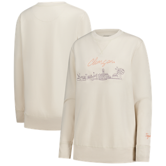 Women's  Natural Clemson Tigers Campus Vintage Wash Fleece Sweatshirt