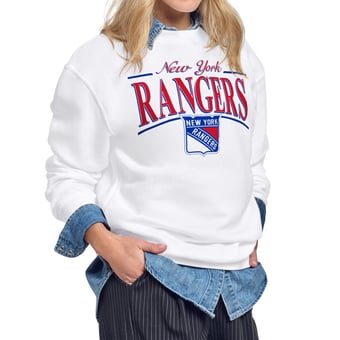 Women's Starter White New York Rangers Arch Stripe Fleece Sweatshirt