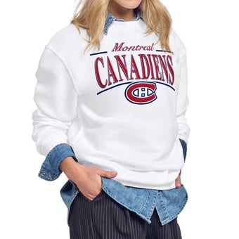 Women's Starter White Montreal Canadiens Arch Stripe Fleece Sweatshirt