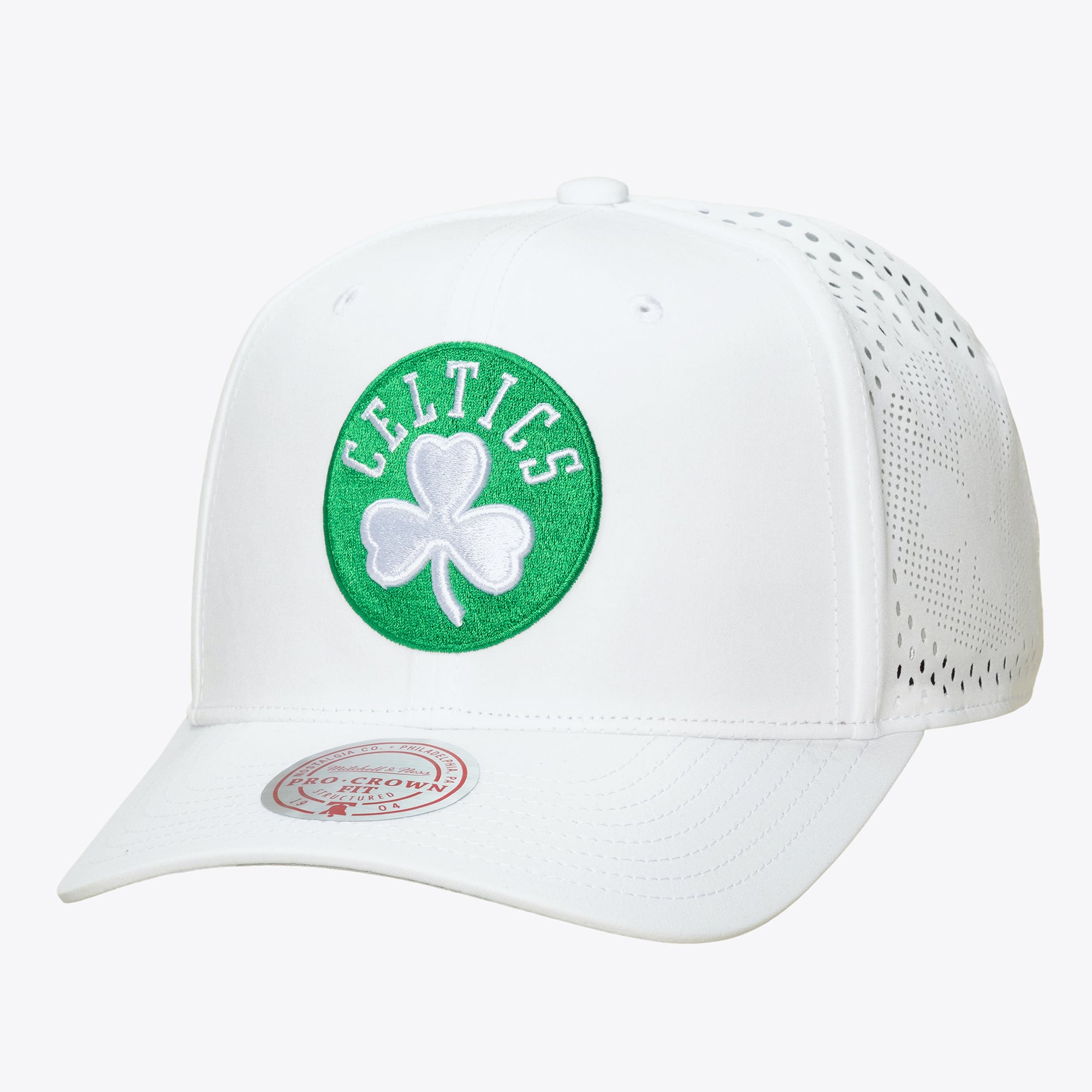 Men's Mitchell & Ness White Boston Celtics Perfect Lightweight Pro Crown Adjustable Hat