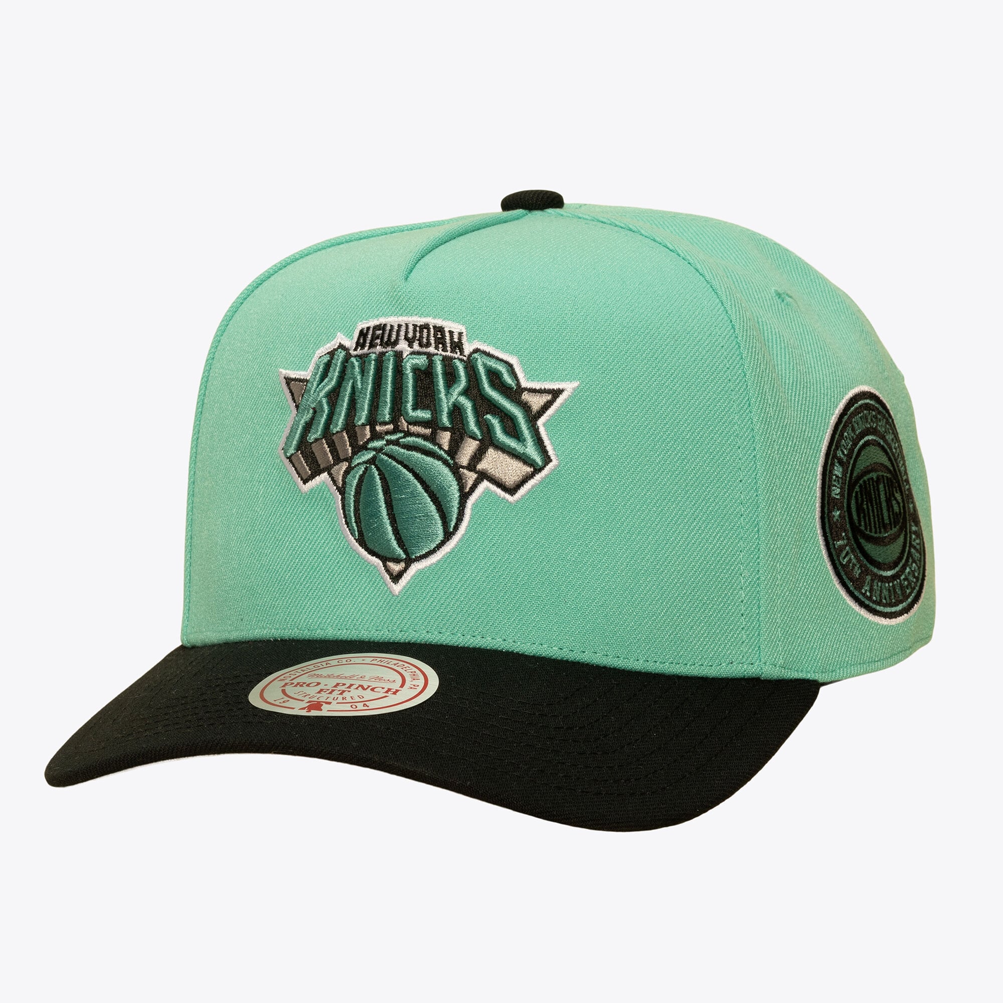 Mitchell & Ness Herren-Snapback-Kappe „New York Knicks In the City Pro Pinch“ in Mint/Schwarz