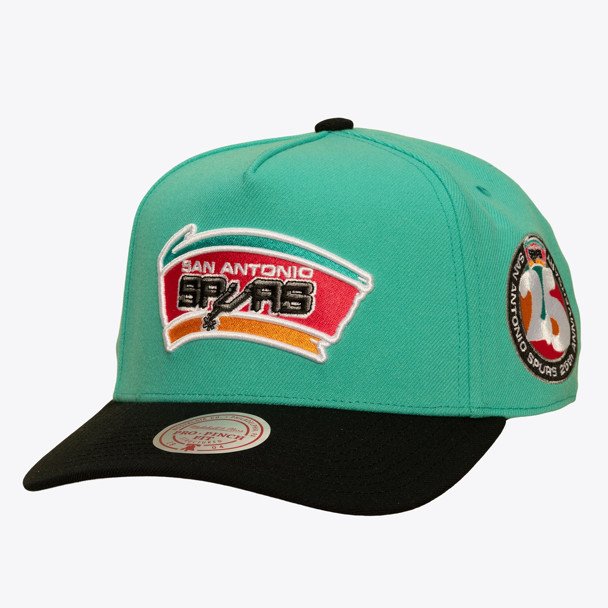 Men's Mitchell & Ness Teal/Black San Antonio Spurs In the City Pro Pinch Snapback Hat