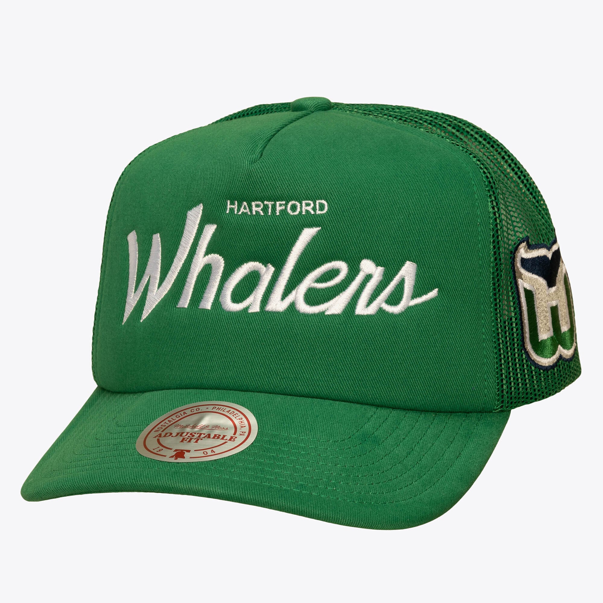 Men's Mitchell & Ness Green Hartford Whalers Head Coach Trucker Adjustable Hat