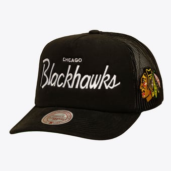 Men's Mitchell & Ness Black Chicago Blackhawks Head Coach Trucker Adjustable Hat