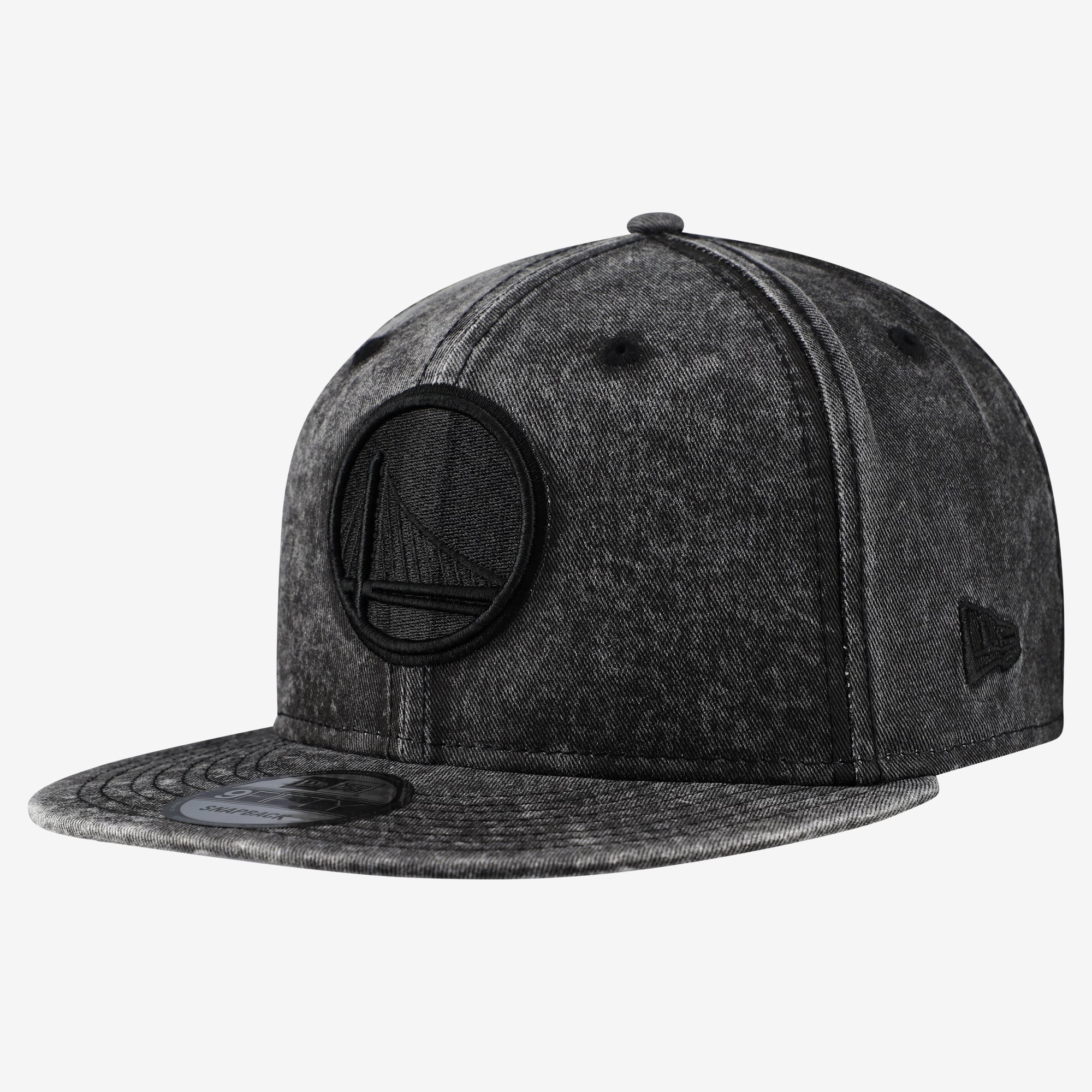 New Era Men's Black Golden State Warriors Washed Tonal 9FIFTY Snapback Hat - Black