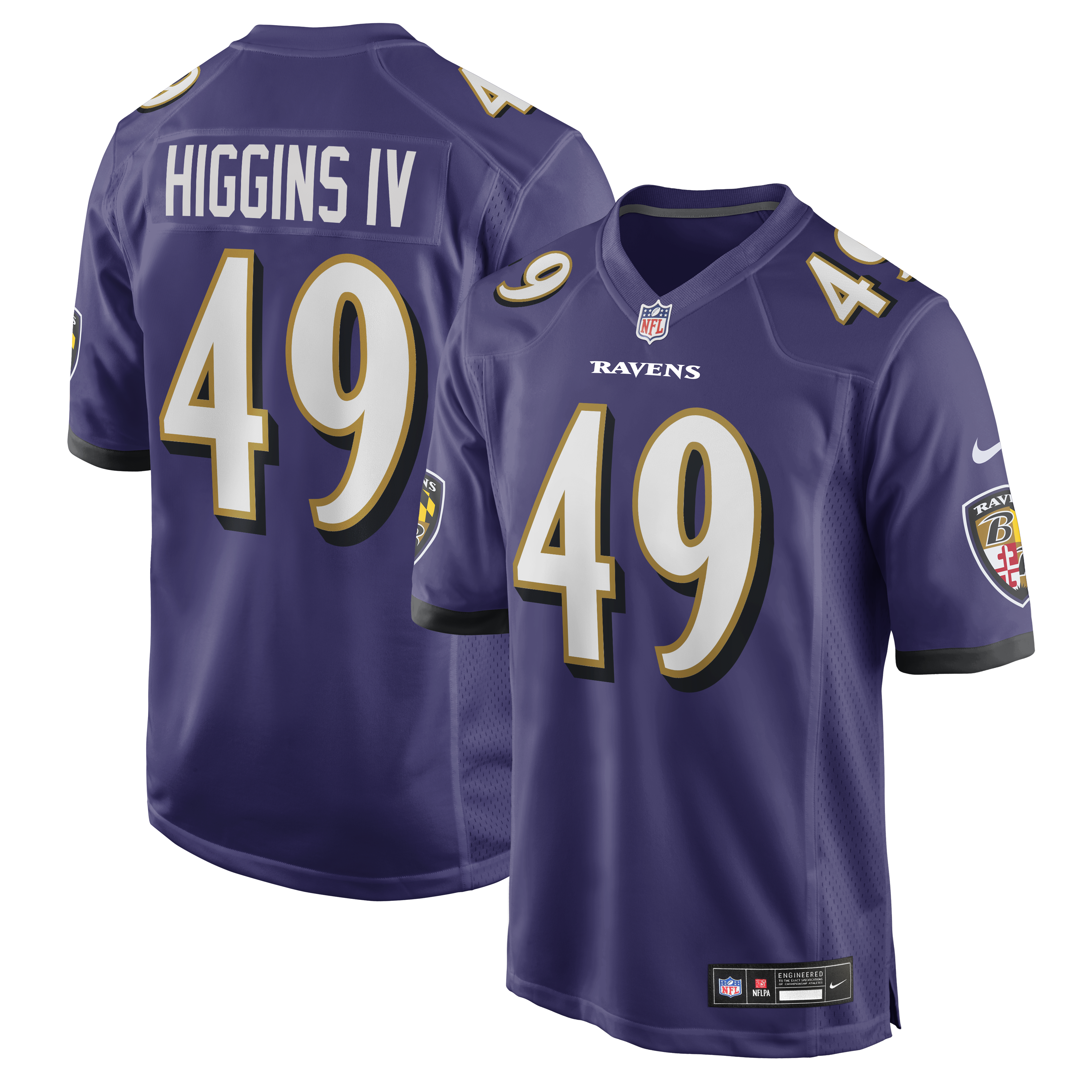 Men's Nike Jay Higgins IV  Purple Baltimore Ravens Team Game Jersey