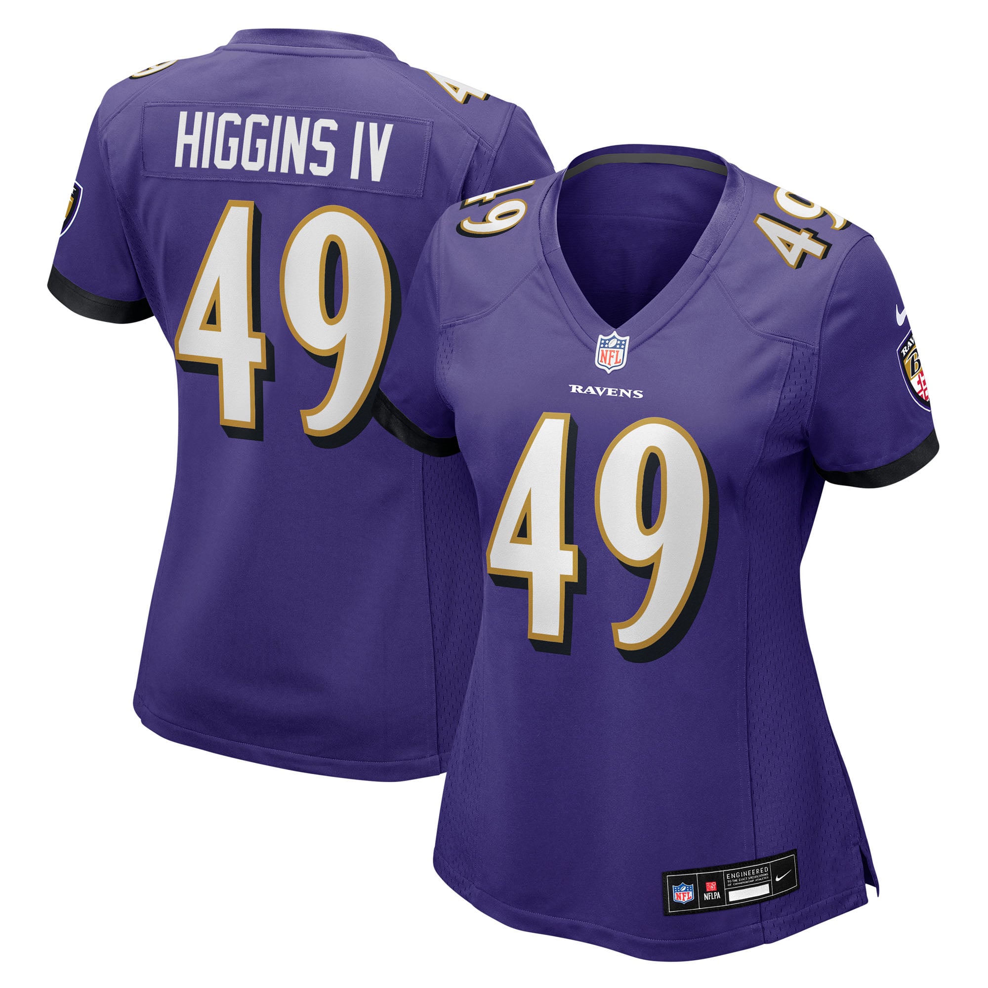 Women's Nike Jay Higgins IV  Purple Baltimore Ravens Team Game Jersey