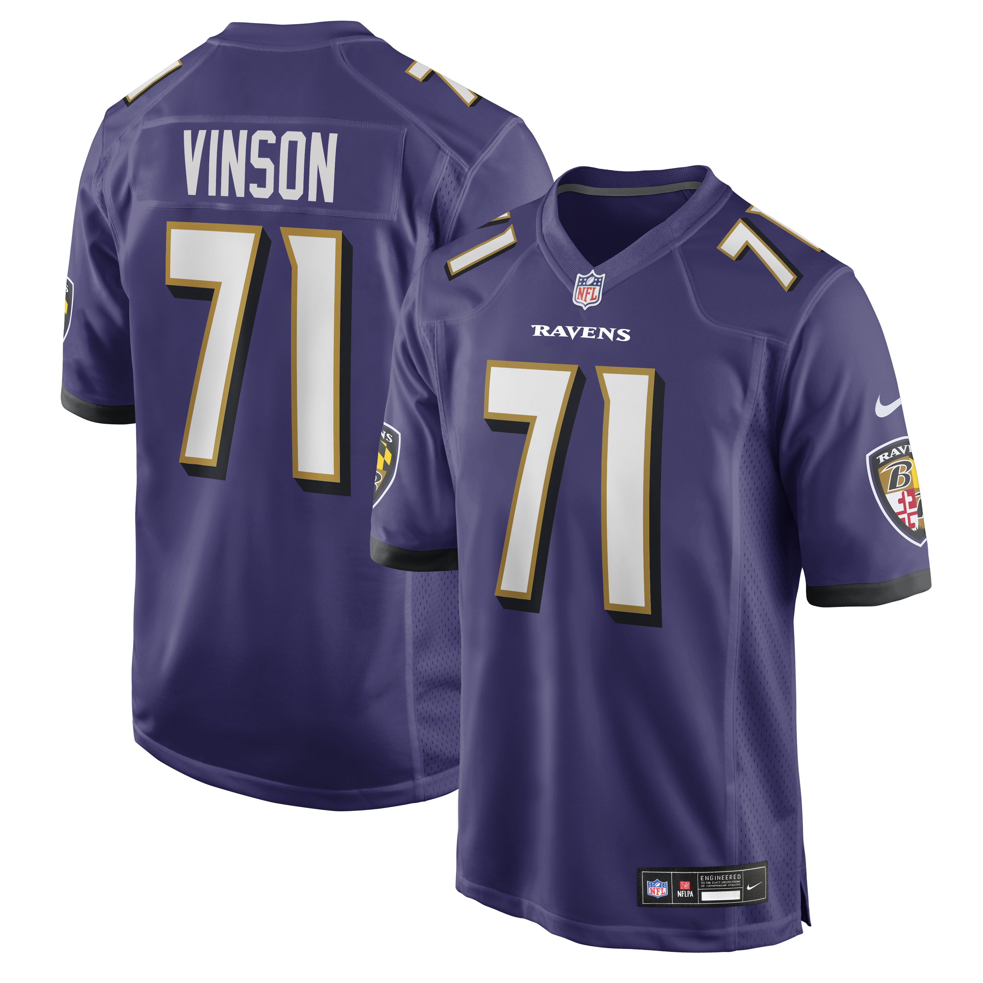 Men's Nike Carson Vinson Purple Baltimore Ravens Team Game Jersey