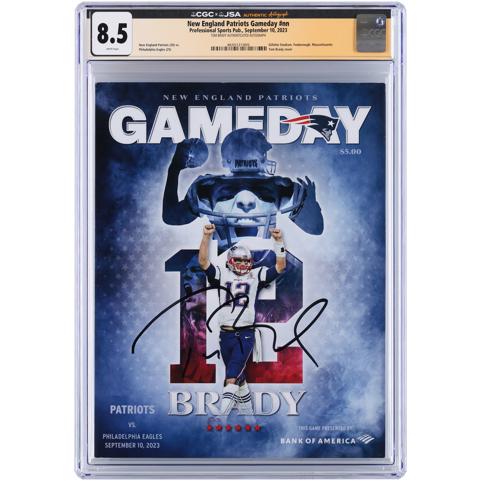 Tom Brady New England Patriots Autographed Tom Brady Day CGC Authenticated 8.5 Program from September 10, 2023