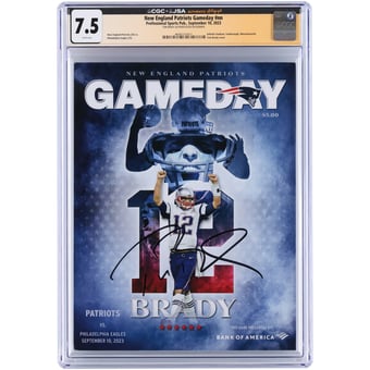 Tom Brady New England Patriots Autographed Tom Brady Day CGC Authenticated 7.5 Program from September 10, 2023