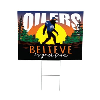 "Edmonton Oilers 24"" x 18"" Bigfoot Believe in Yourself Outdoor Staked Yard Sign"