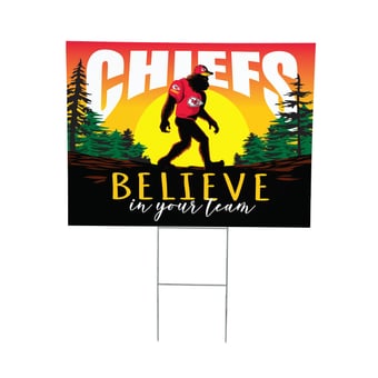 "Kansas City Chiefs 24"" x 18"" Bigfoot Believe in Yourself Outdoor Staked Yard Sign"