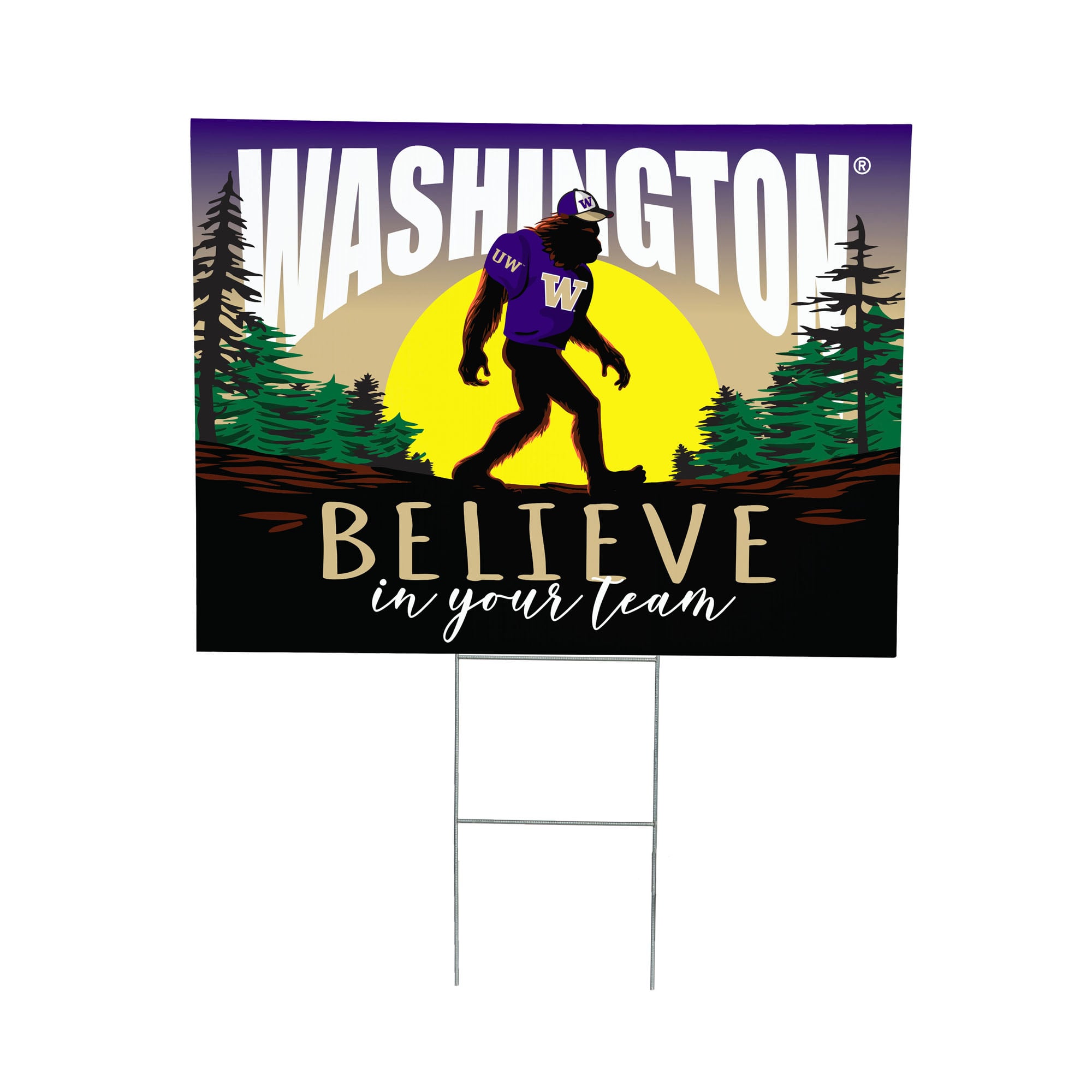 Washington Huskies 24" x 18" Bigfoot Believe in Yourself Outdoor Staked Yard Sign