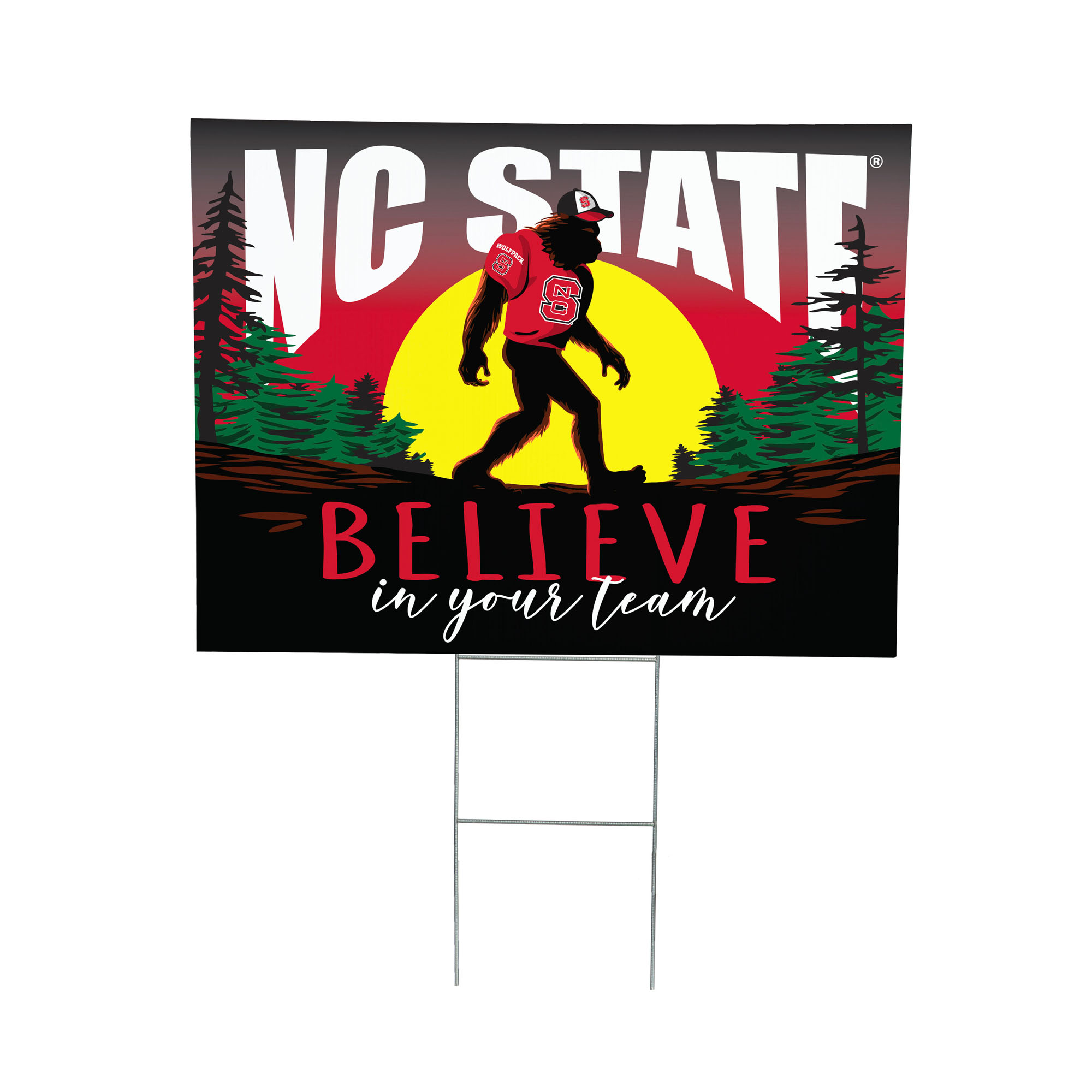 NC State Wolfpack 24" x 18" Bigfoot Believe in Yourself Outdoor Staked Yard Sign