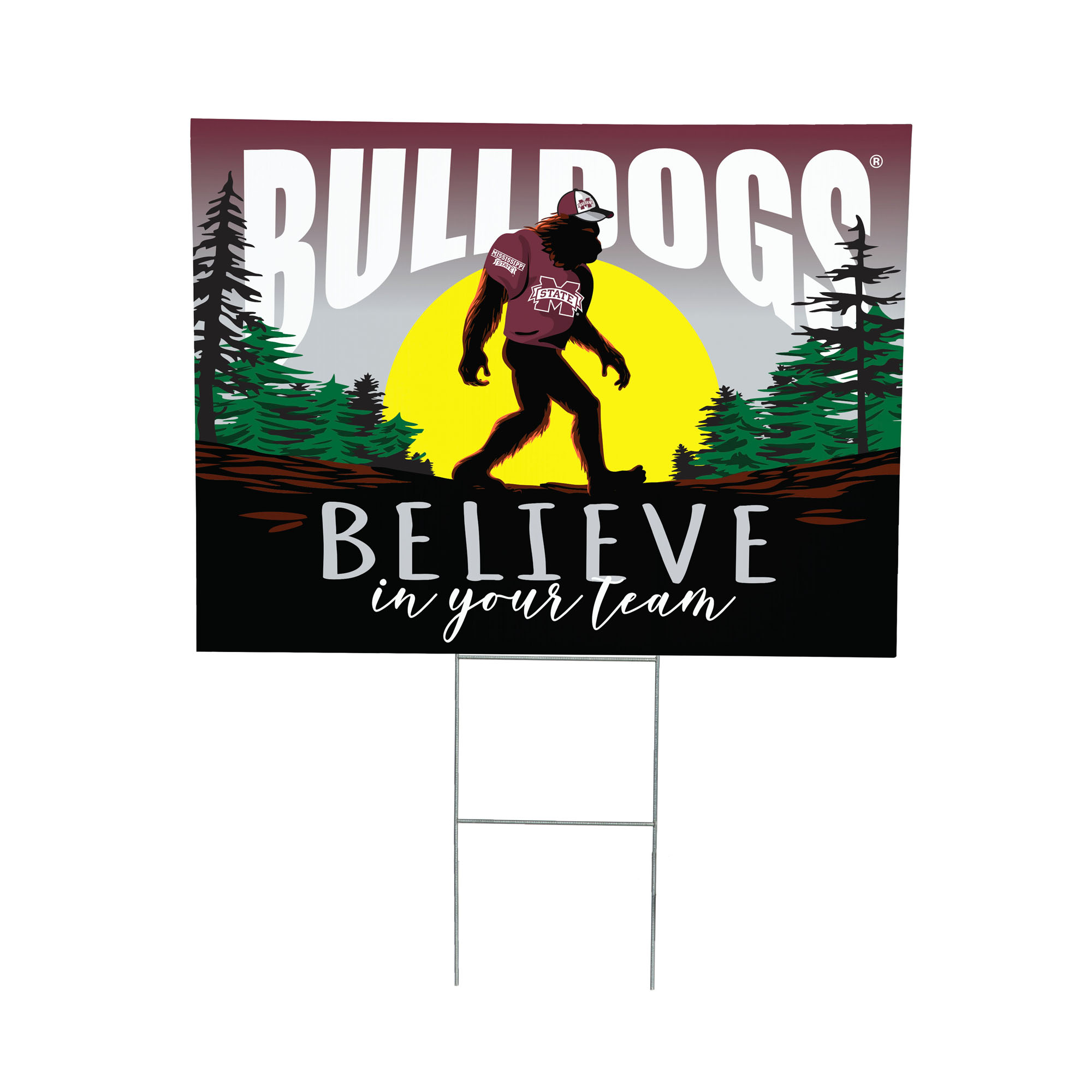 Mississippi State Bulldogs 24" x 18" Bigfoot Believe in Yourself Outdoor Staked Yard Sign