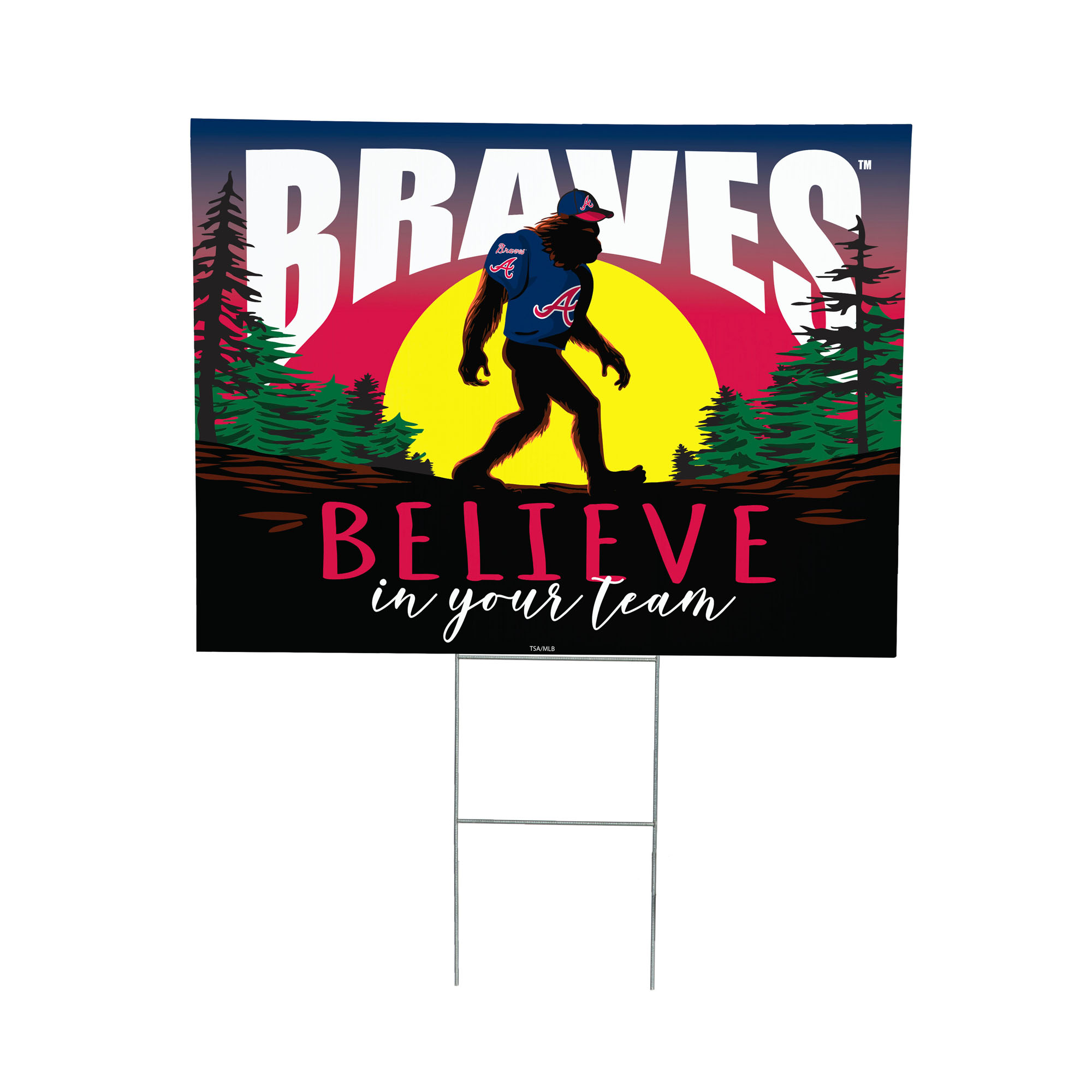 Atlanta Braves 24" x 18" Bigfoot Believe in Yourself Outdoor Staked Yard Sign