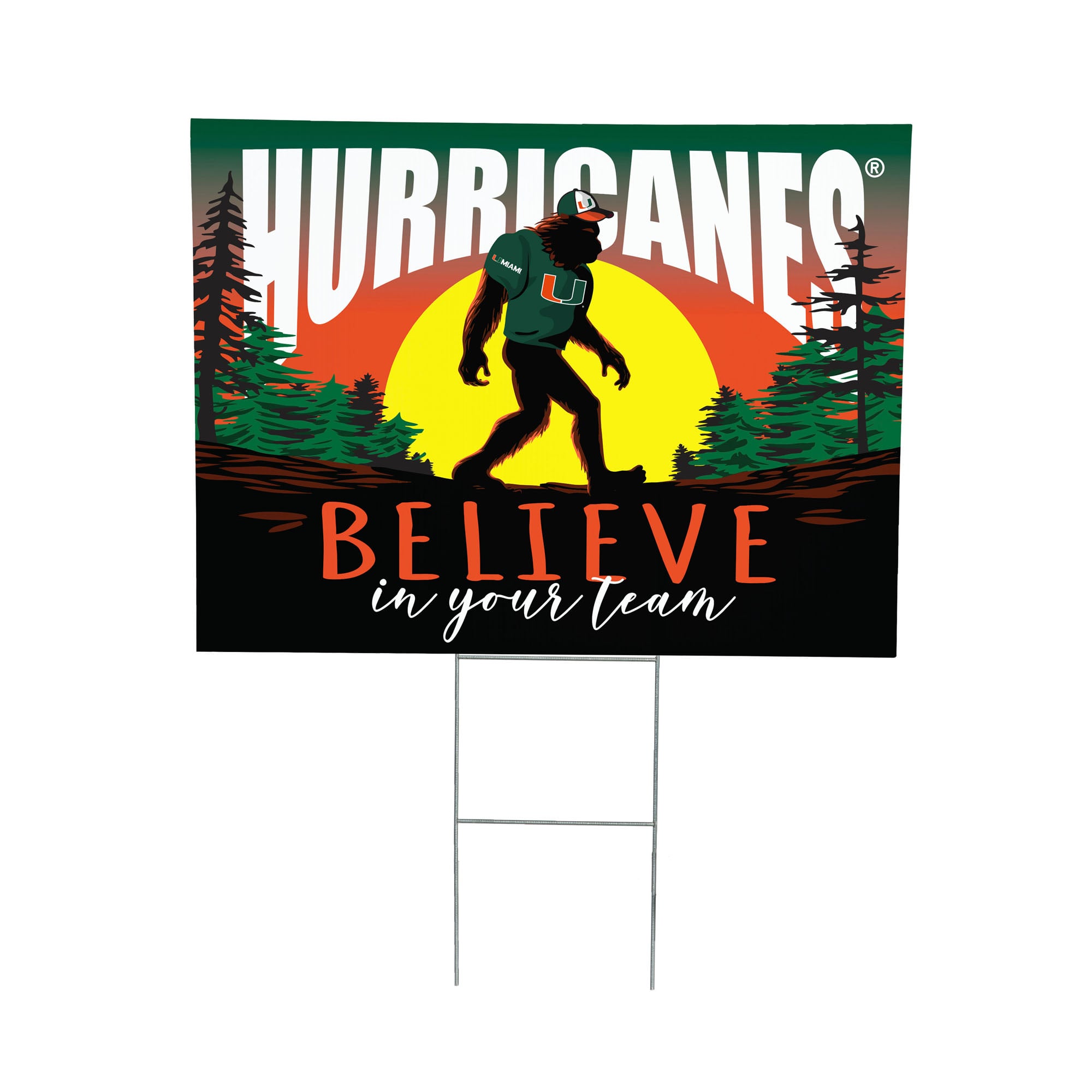 Miami Hurricanes 24" x 18" Bigfoot Believe in Yourself Outdoor Staked Yard Sign