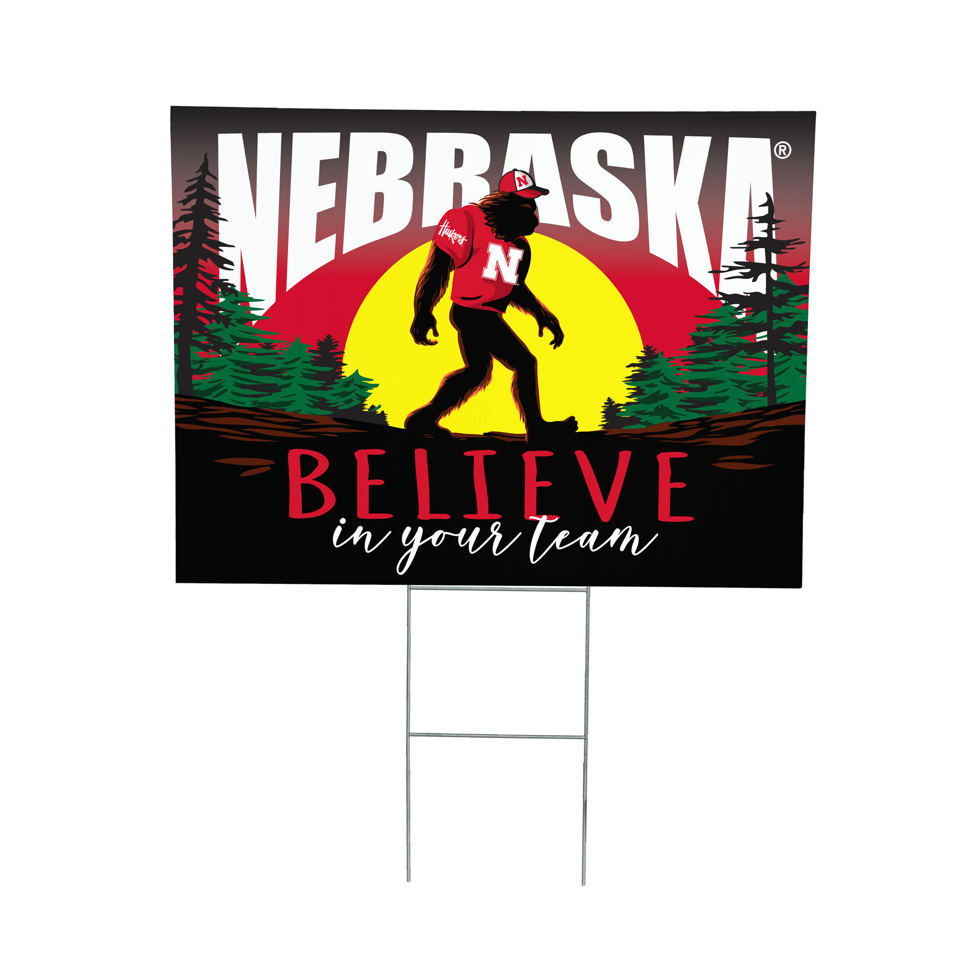 Nebraska Huskers 24" x 18" Bigfoot Believe in Yourself Outdoor Staked Yard Sign