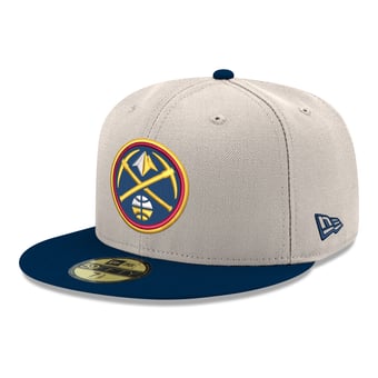 Men's New Era  White/Navy Denver Nuggets Chrome 59FIFTY Fitted Hat