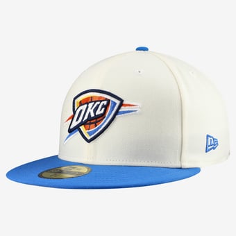 Men's New Era  White/Blue Oklahoma City Thunder Chrome 59FIFTY Fitted Hat