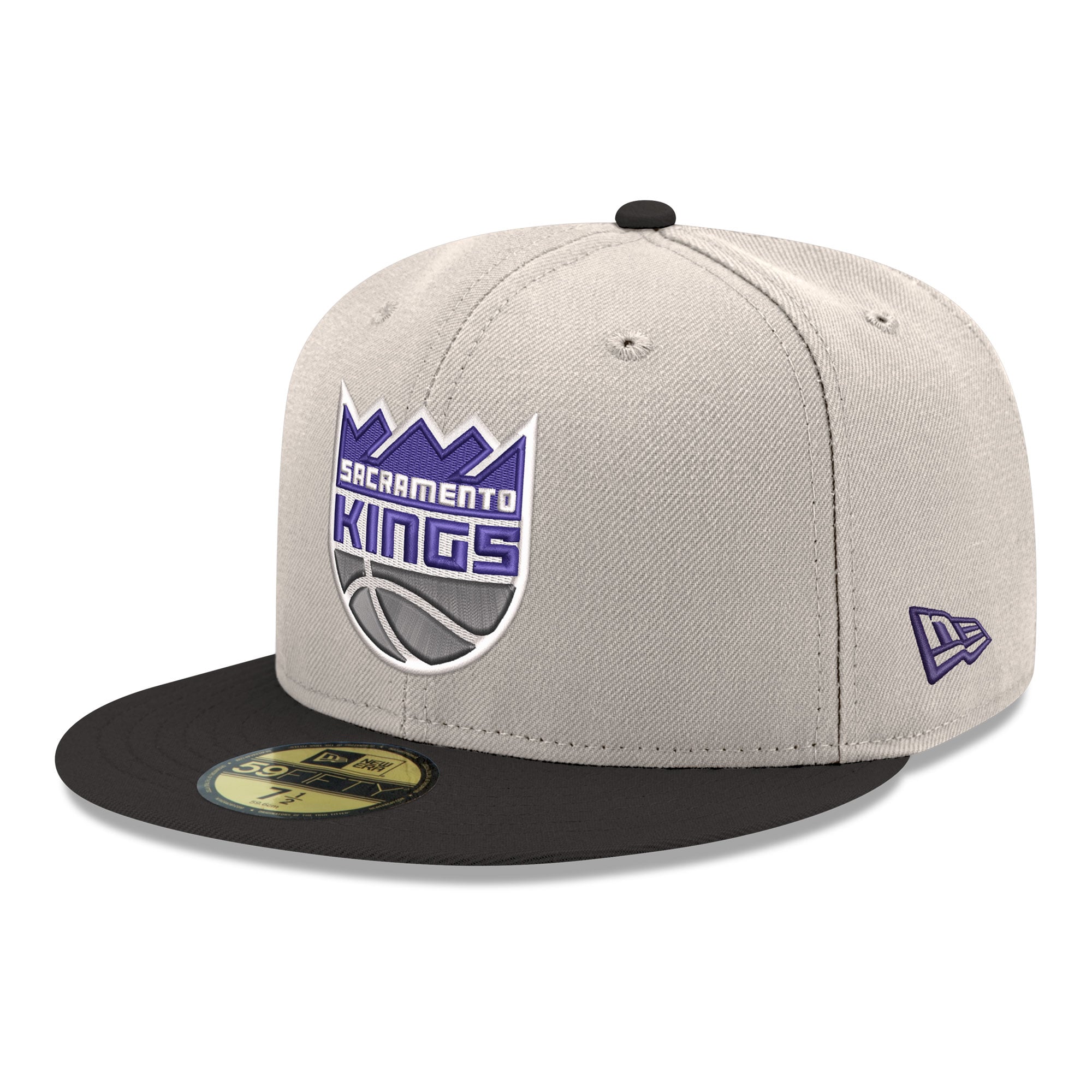 Men's New Era White/Black Sacramento Kings Chrome 59FIFTY Fitted Hat