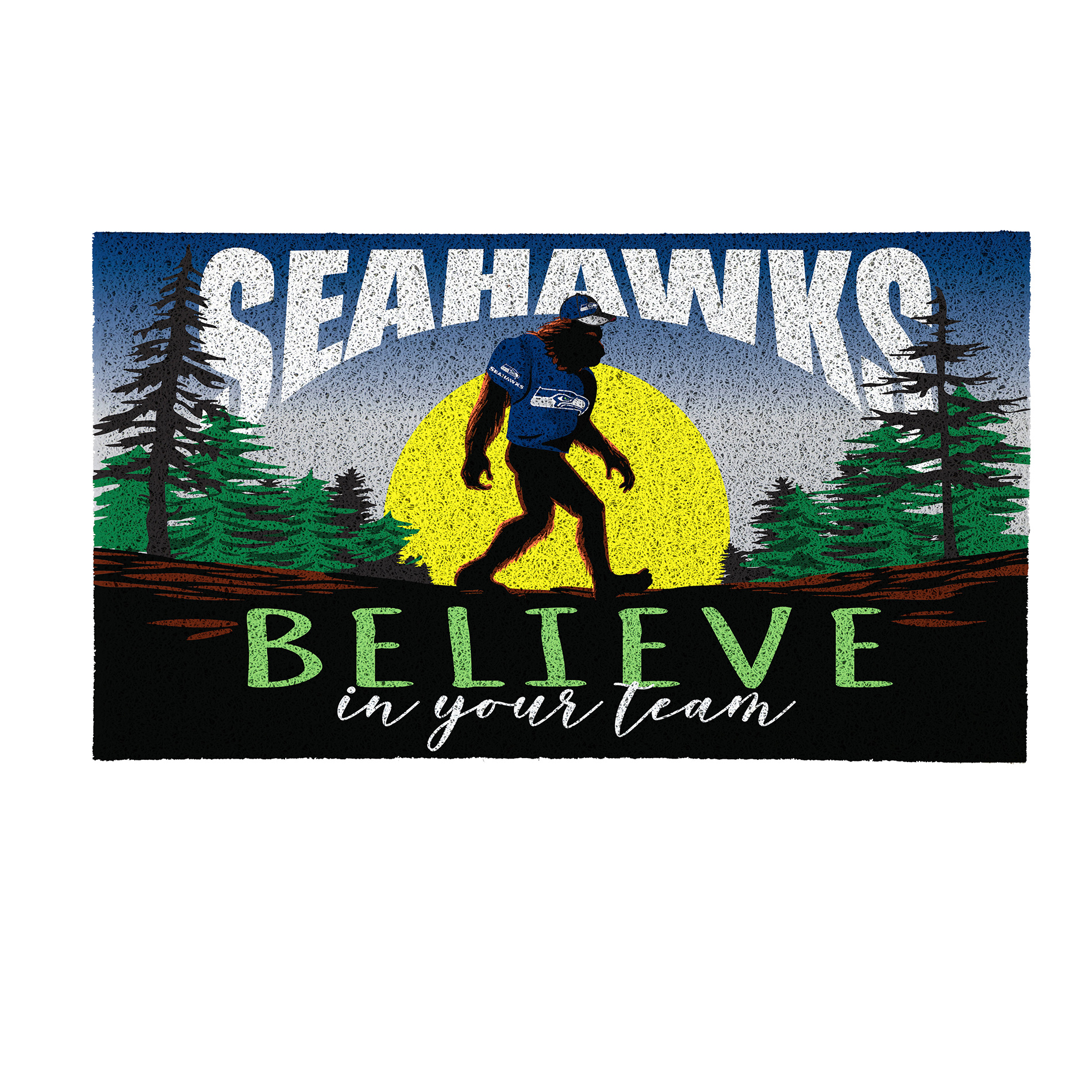 Seattle Seahawks 28" x 16" Bigfoot Believe in Your Team Turf Door Mat