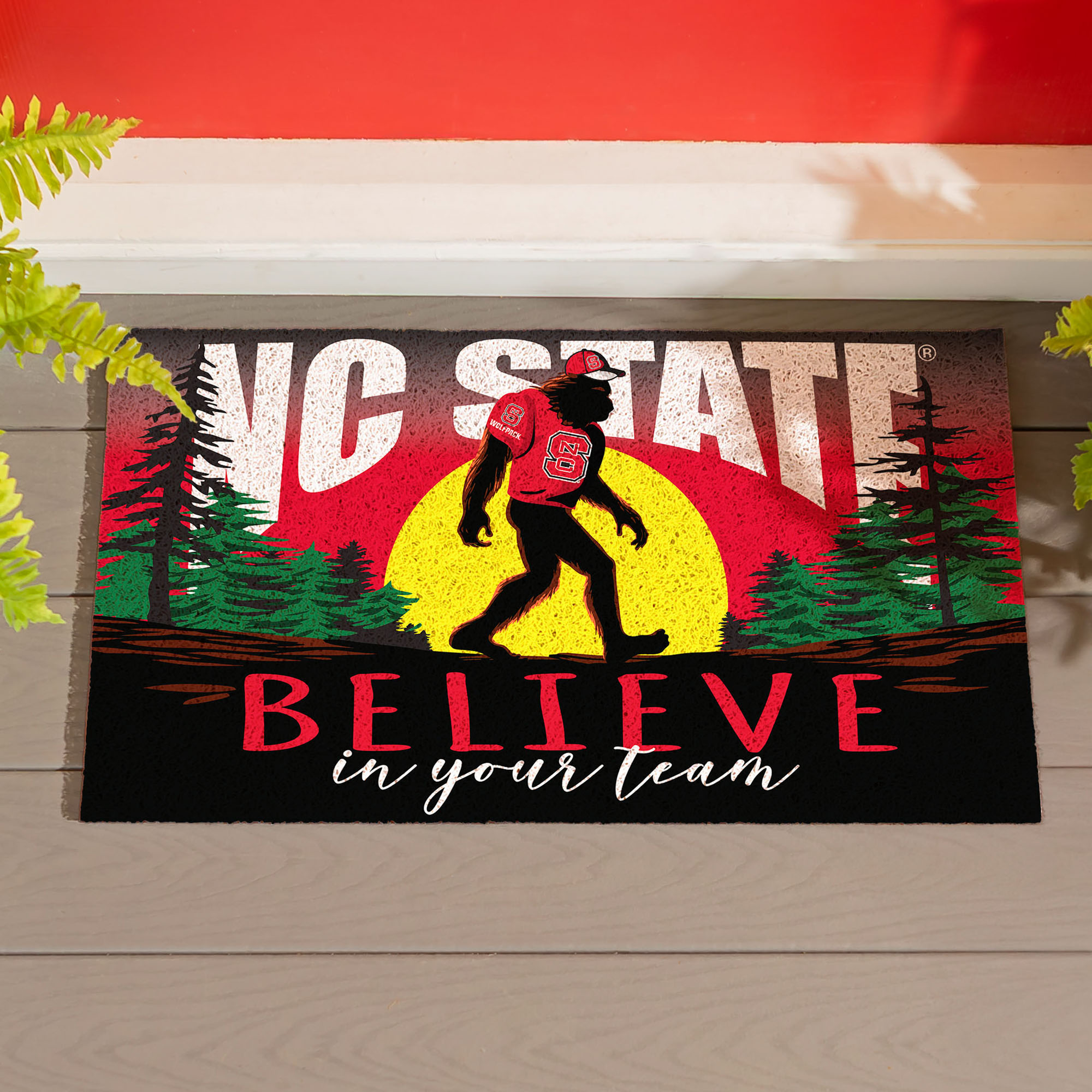 NC State Wolfpack 28" x 16" Bigfoot Believe in Your Team Turf Door Mat