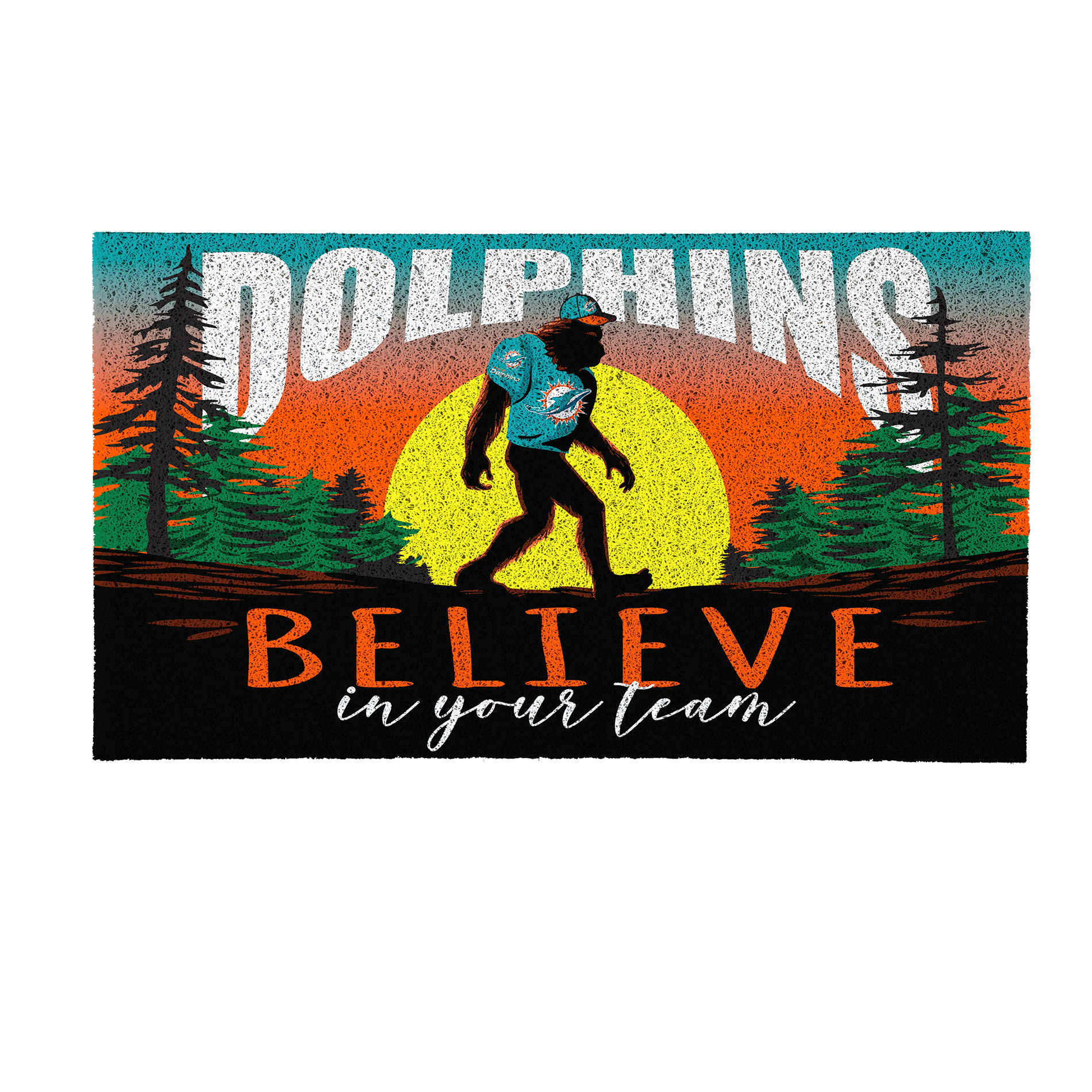 Miami Dolphins 28" x 16" Bigfoot Believe in Your Team Turf Door Mat