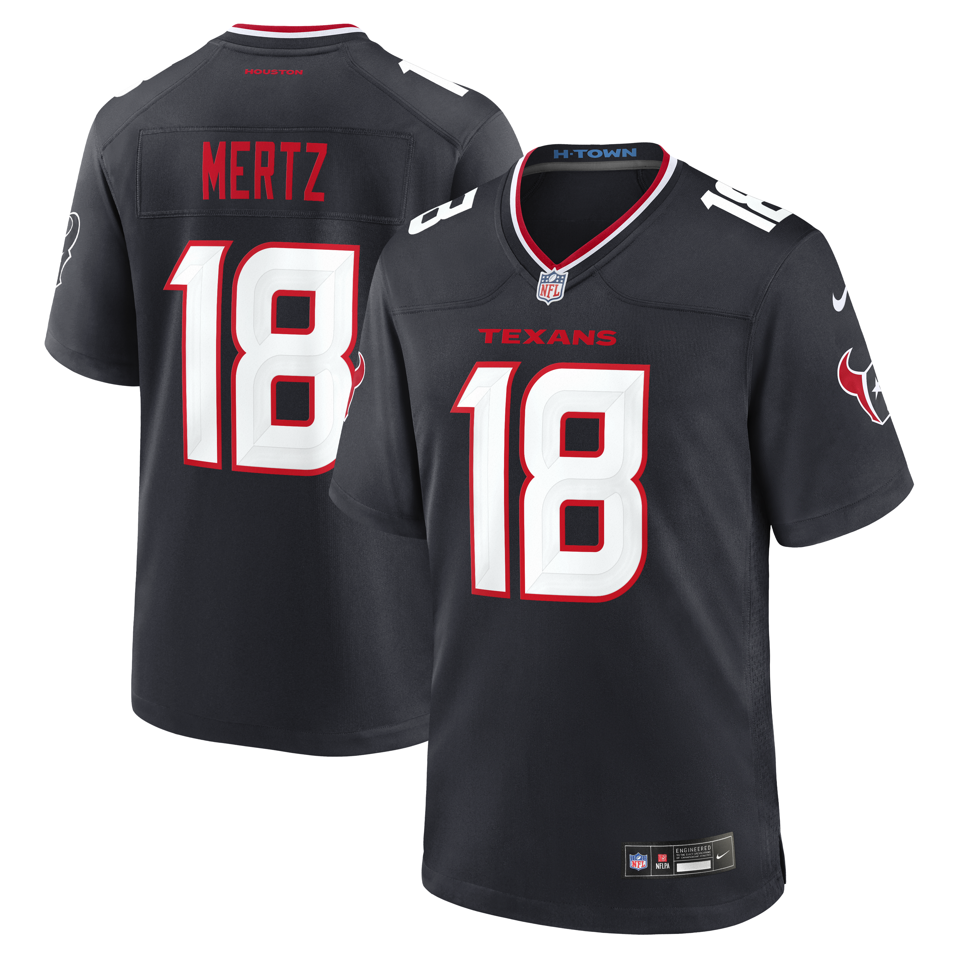 Men's Nike Graham Mertz Navy Houston Texans Team Game Jersey