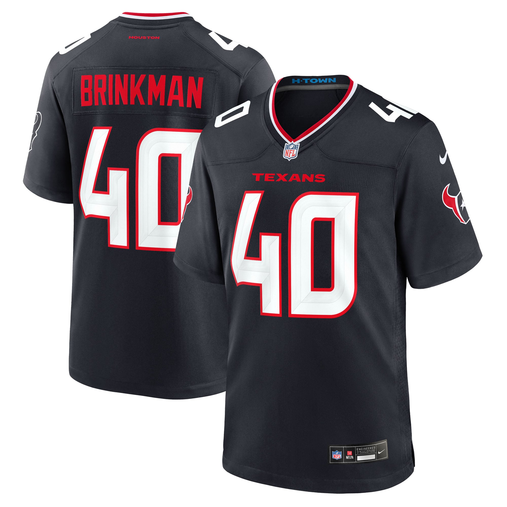 Men's Nike Austin Brinkman  Navy Houston Texans Team Game Jersey
