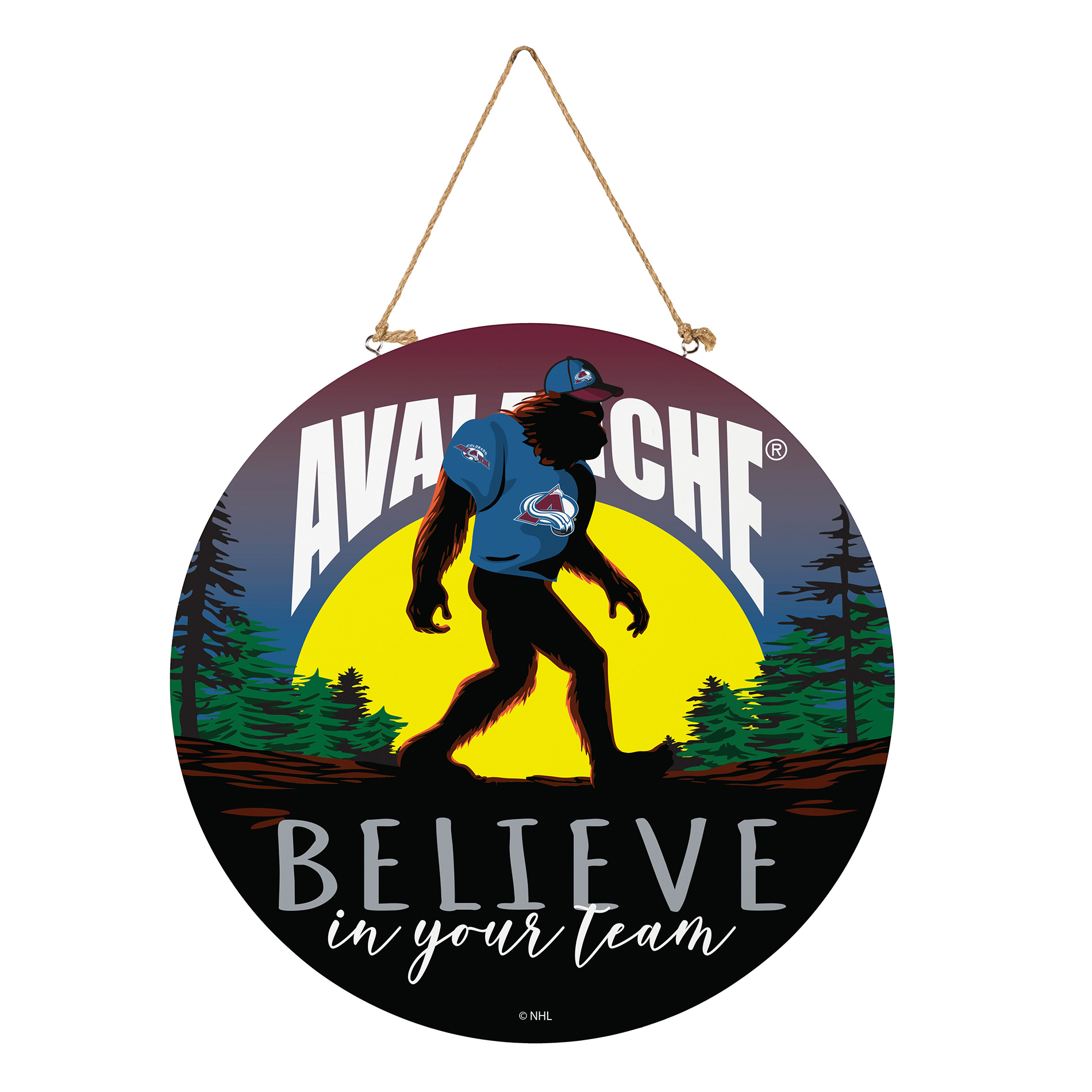 Colorado Avalanche 18" Bigfoot "Believe in Yourself" Team Logo Wood Round Door Sign