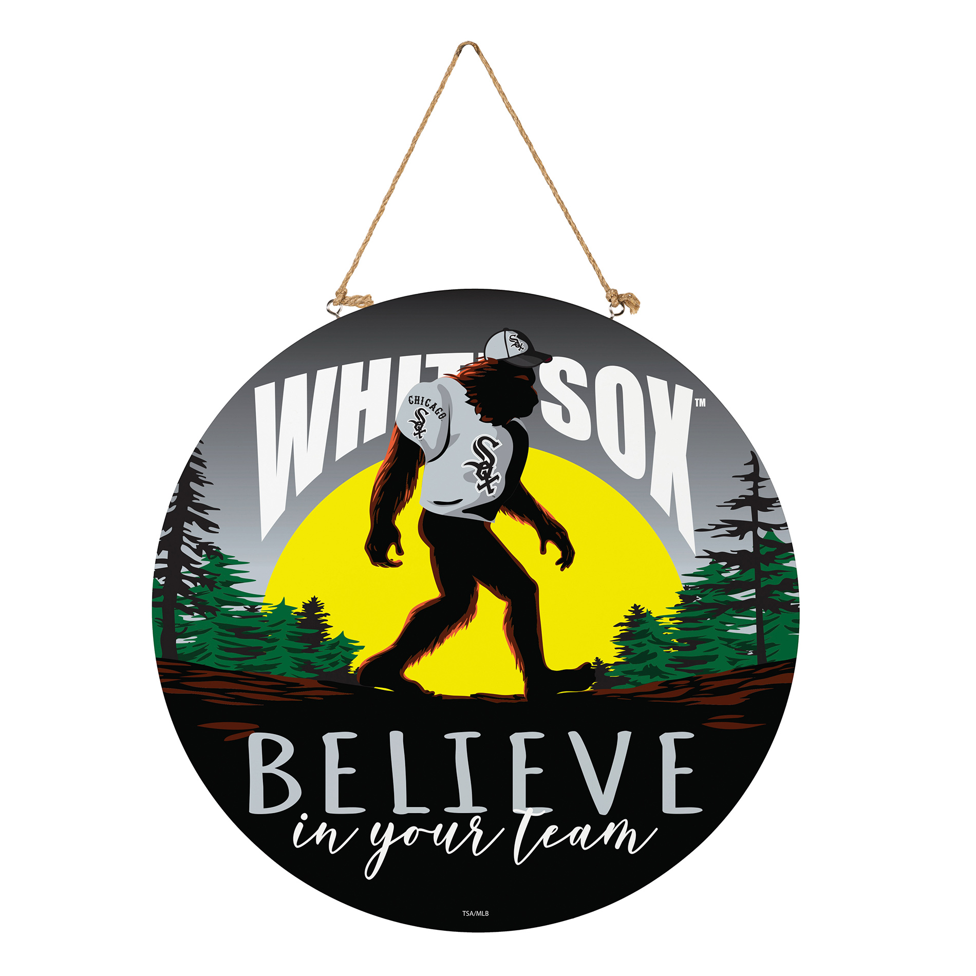 Chicago White Sox 18" Bigfoot "Believe in Yourself" Team Logo Wood Round Door Sign