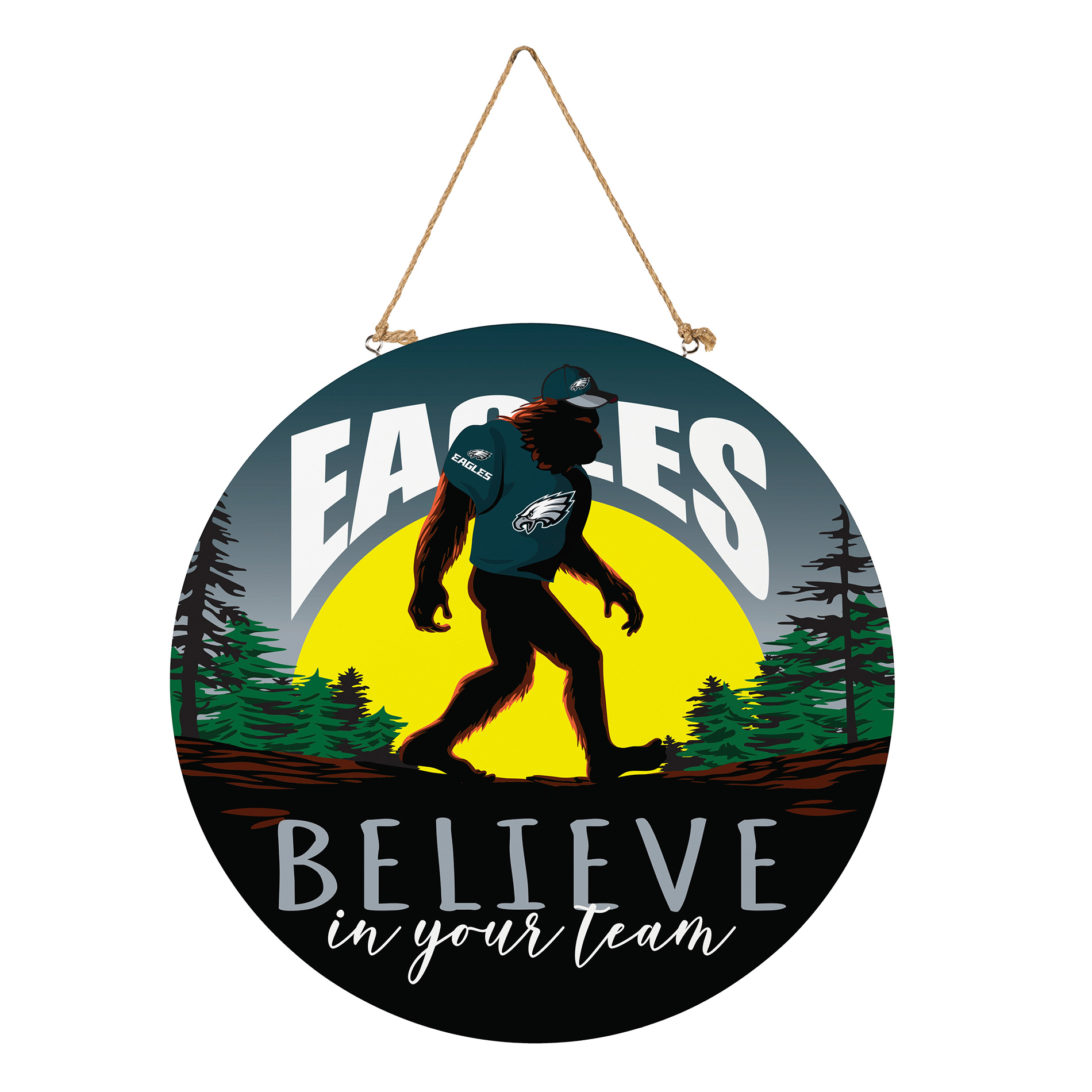 Philadelphia Eagles 18" Bigfoot "Believe in Yourself" Team Logo Wood Round Door Sign