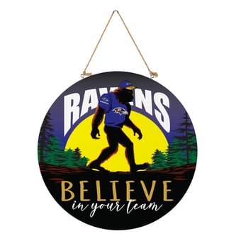 Baltimore Ravens 18" Bigfoot "Believe in Yourself" Team Logo Wood Round Door Sign