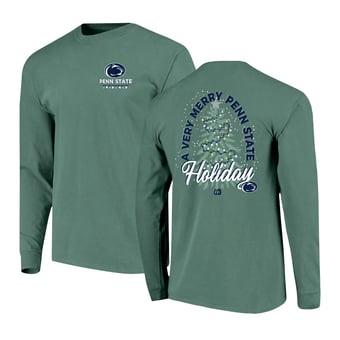 Men's  Green Penn State Nittany Lions Comfort Colors Merry Christmas Tree Long Sleeve T-Shirt