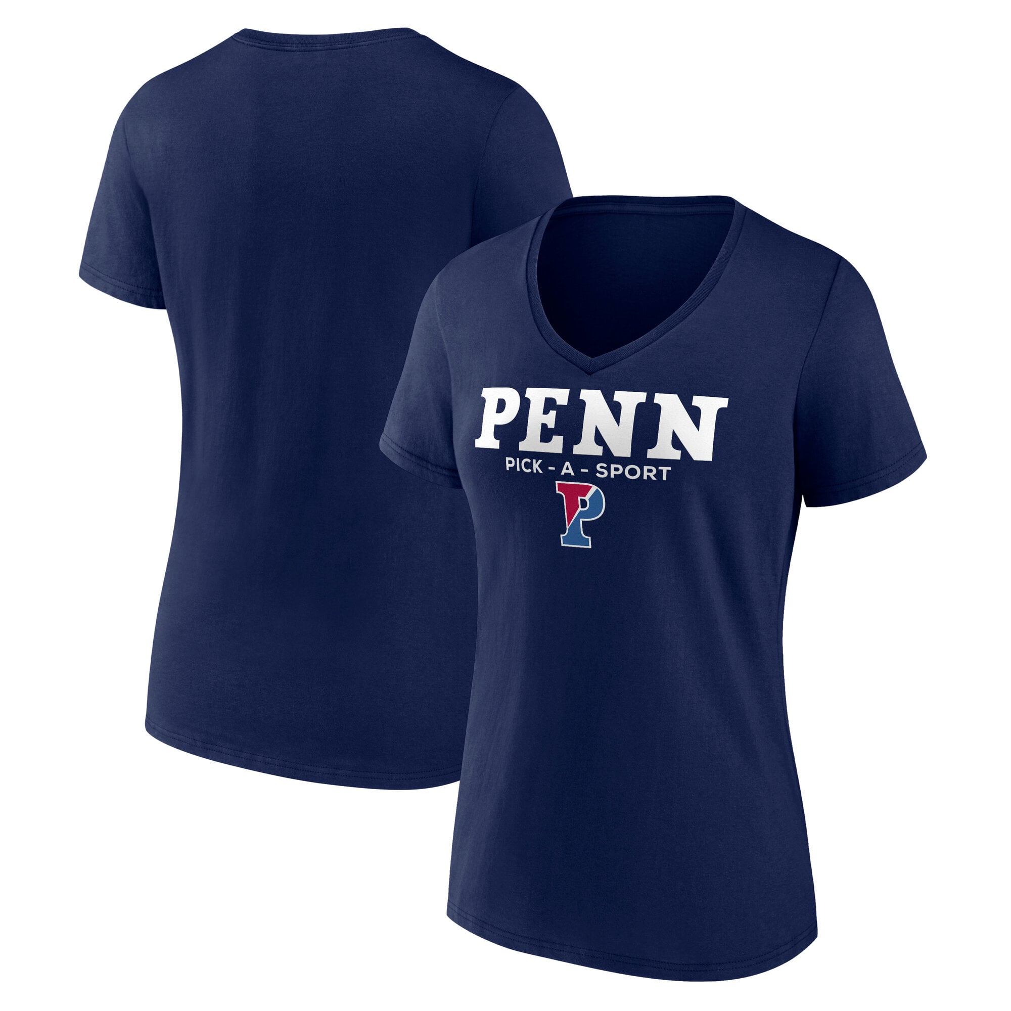 Women's Navy Pennsylvania Quakers Authentic Pick-A-Sport V-Neck T-Shirt