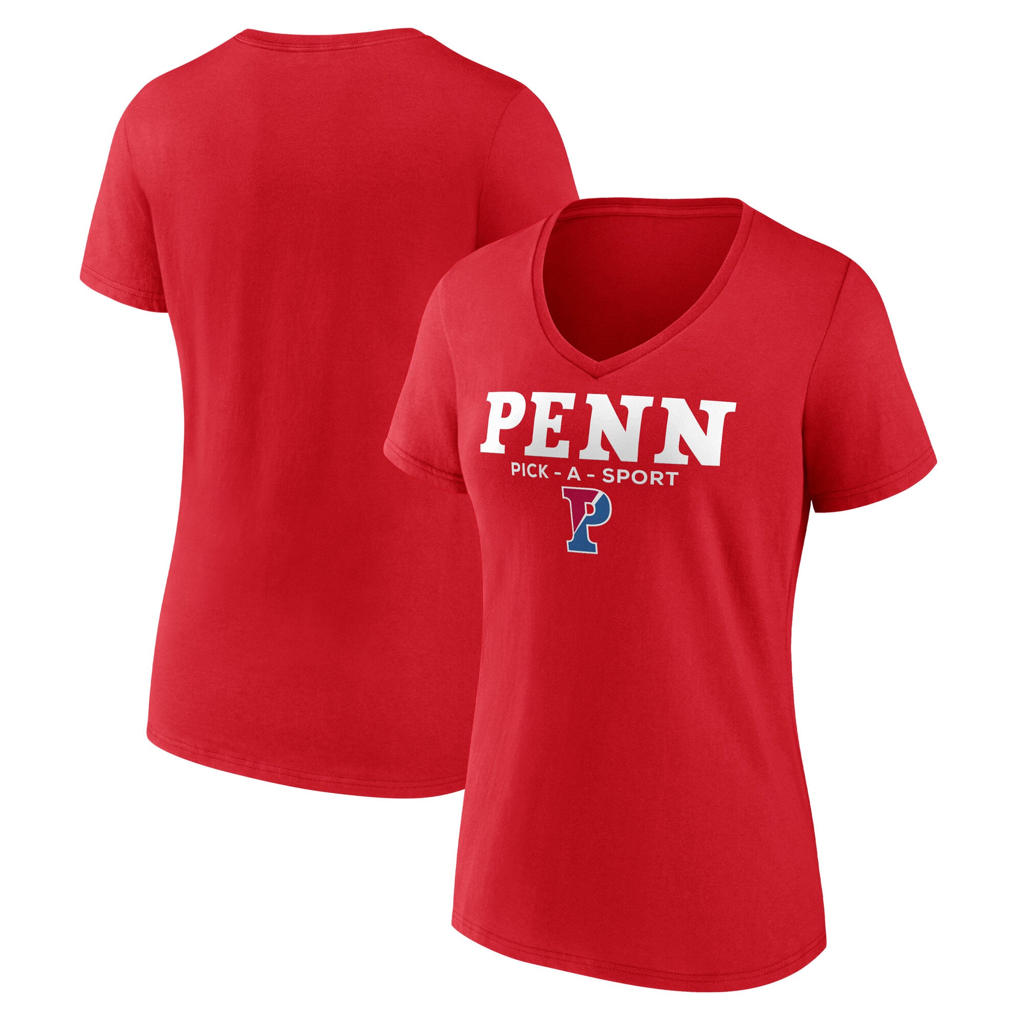 Women's Red Pennsylvania Quakers Authentic Pick-A-Sport V-Neck T-Shirt