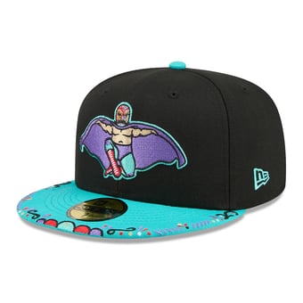 Men's New Era Black/Light Blue Lynchburg Hillcats 2026 Copa De La Diversion 59FIFTY Fitted Hat