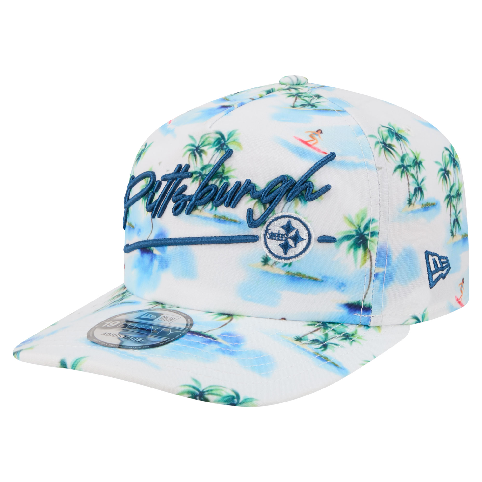 Men's New Era  White Pittsburgh Steelers Aloha 19TWENTY Adjustable Hat