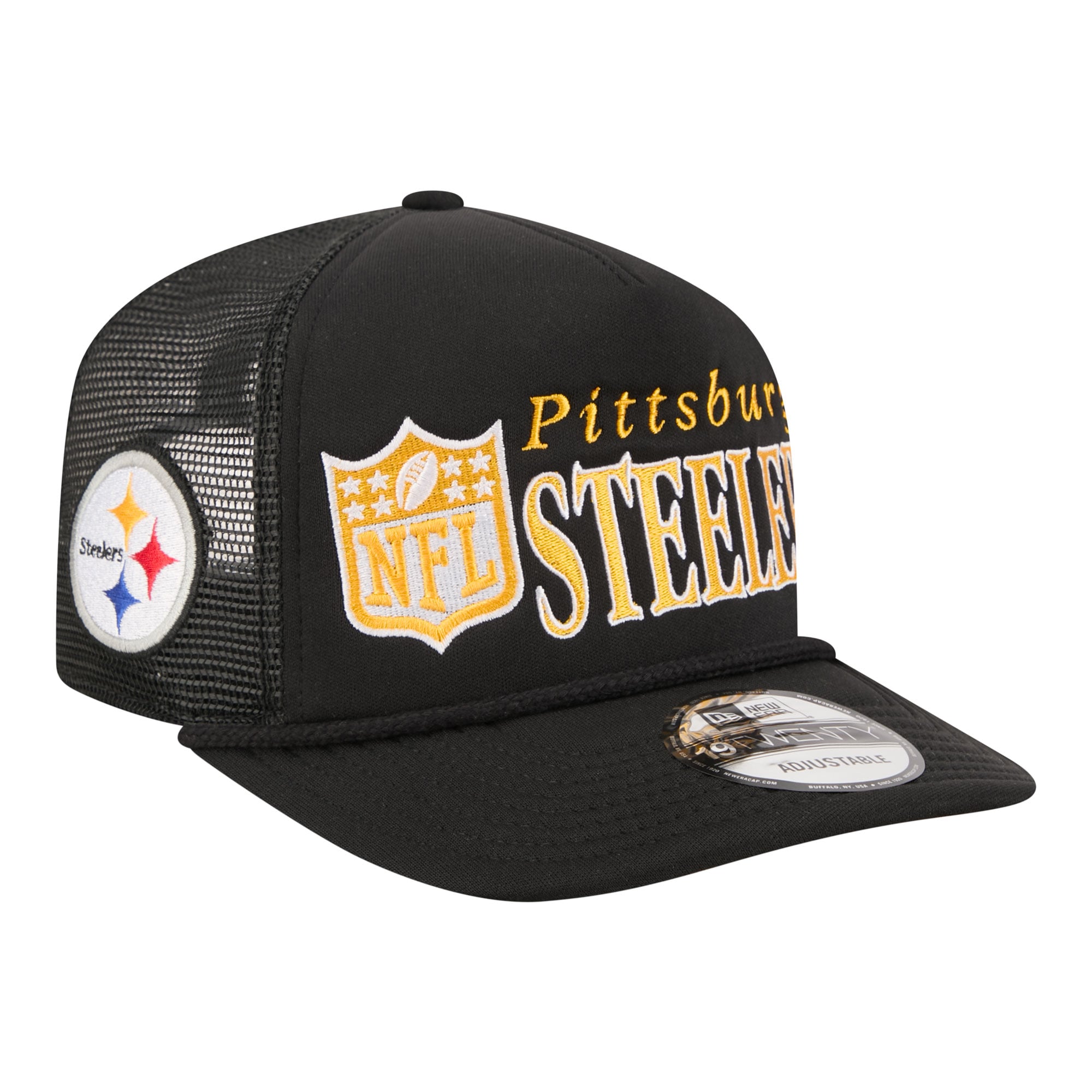 Men's New Era Black Pittsburgh Steelers Throwback Foam 19TWENTY Adjustable Hat
