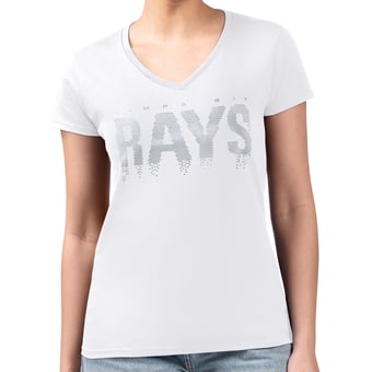 Women's G-III 4Her by Carl Banks  White Tampa Bay Rays Metallic Drop Lightweight V-Neck T-Shirt