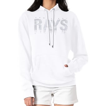 Women's G-III 4Her by Carl Banks  White Tampa Bay Rays Metallic Drop Fleece Hoodie
