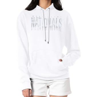 Women's G-III 4Her by Carl Banks  White Washington Nationals Metallic Drop Fleece Hoodie