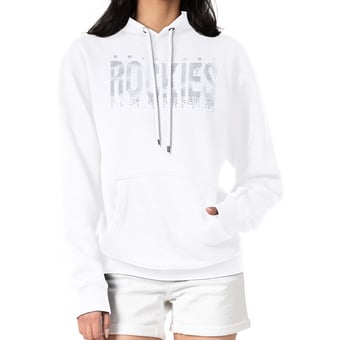 Women's G-III 4Her by Carl Banks  White Colorado Rockies Metallic Drop Fleece Hoodie