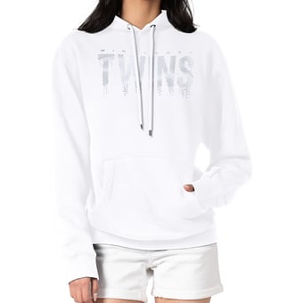 Women's G-III 4Her by Carl Banks  White Minnesota Twins Metallic Drop Fleece Hoodie
