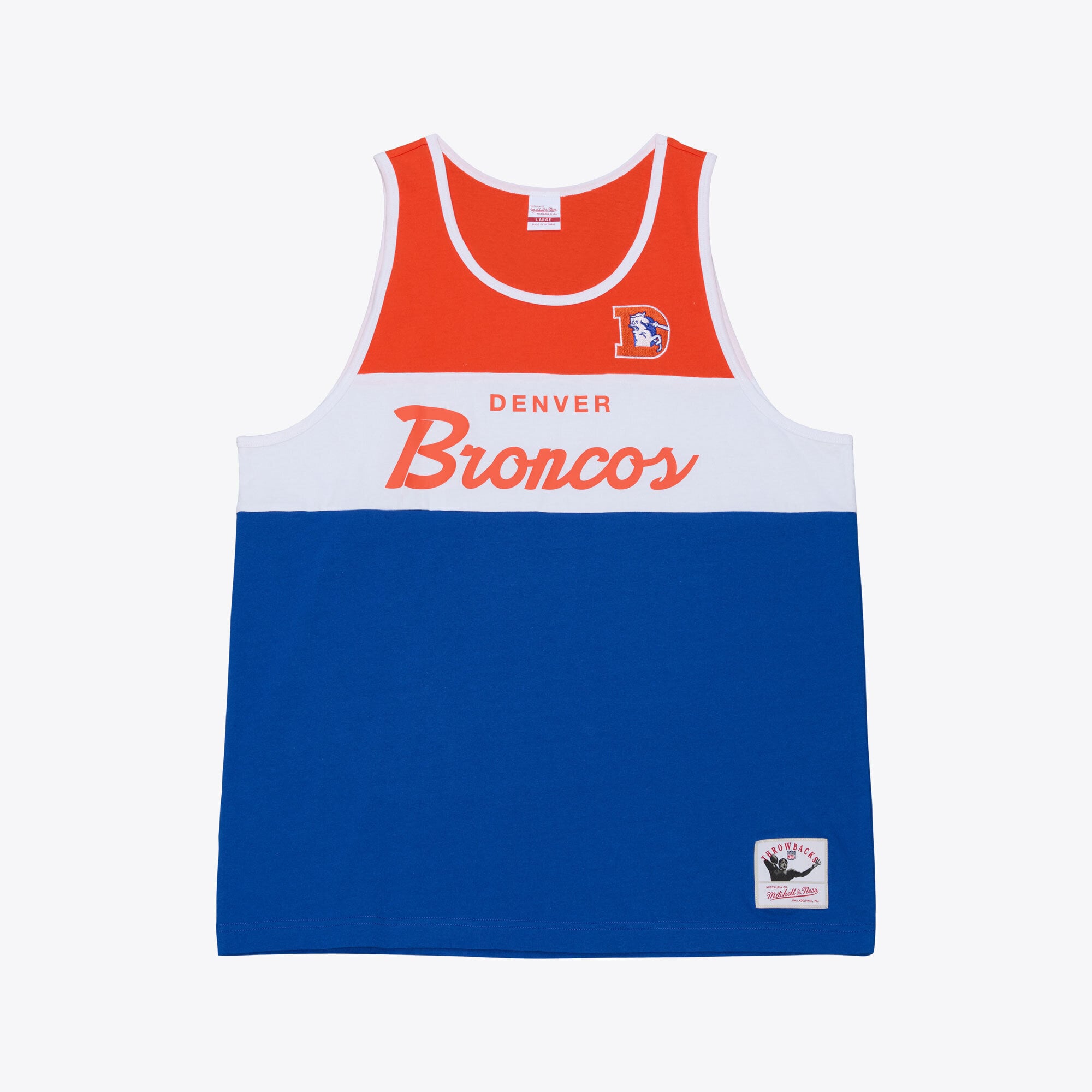 Men's Mitchell & Ness  Royal/Orange Denver Broncos Head Coach Tank Top
